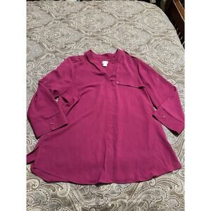 Chicos Womens Top Epaulette Detail Hidden Button 3-4 Sleeve 3 XL 16-18